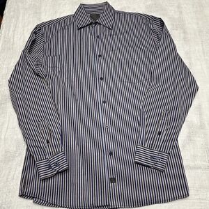 F/X‎ Fusion Shirt Men's Size Medium Stripes Design Blue Brown Gray